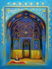S. A. Noory, Sheikh Lotfollah Mosque -Isfahan, 30 x 42 Inch, Acrylic on Canvas, Cityscape Painting, AC-SAN-151